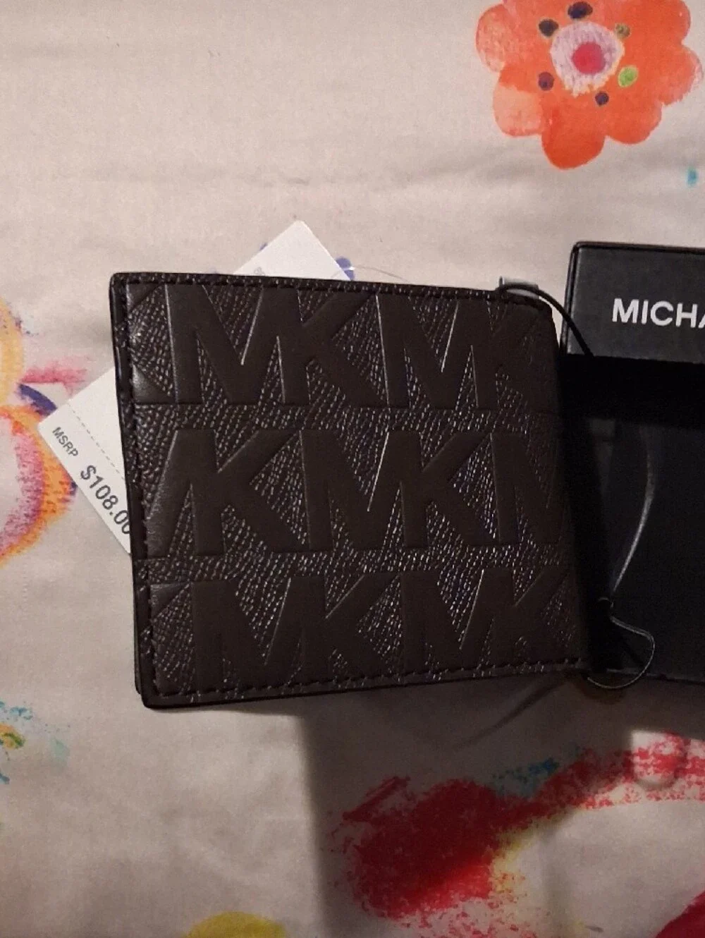 Michael Kors Men's Embossed MK Logo Brown Slim Billfold
